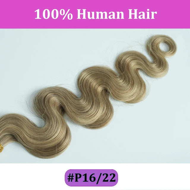 OCGK Body Wave Clip In Hair Extensions For Women Light Blonde Wavy Clip Ins Full Head Remy Human Hair 14-28Inch 10Pcs/Set