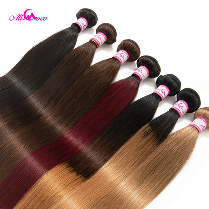 Ali Coco Brazilian Straight Hair 1/3/4 Bundles "8-30" inch  #2/#4/1b/27/ #27/1b/99j Non Remy Ombre Hair 100% Human Weave Bundles