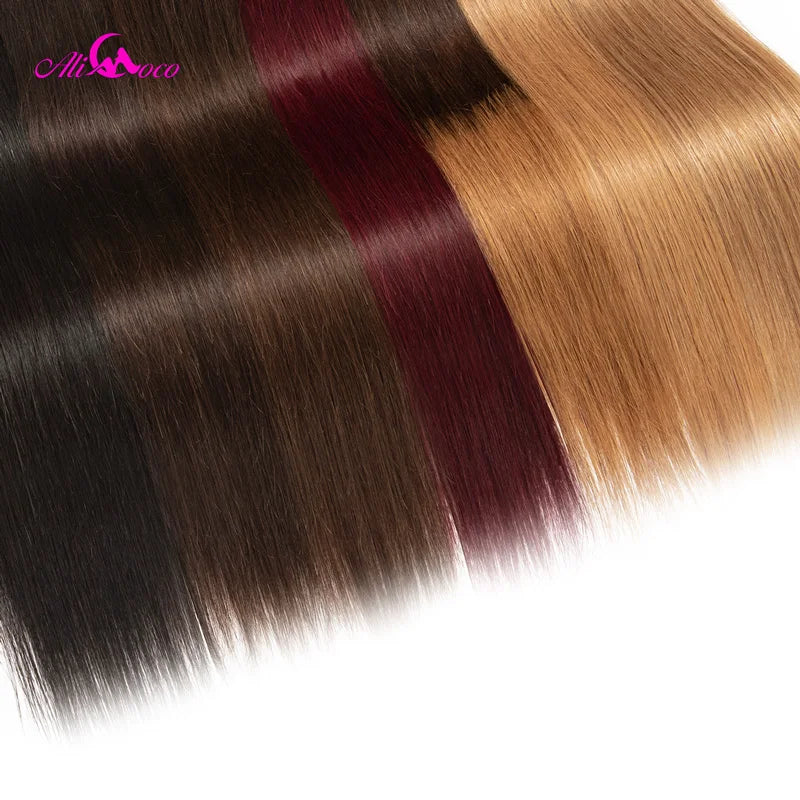 Ali Coco Brazilian Straight Hair 1/3/4 Bundles "8-30" inch  #2/#4/1b/27/ #27/1b/99j Non Remy Ombre Hair 100% Human Weave Bundles