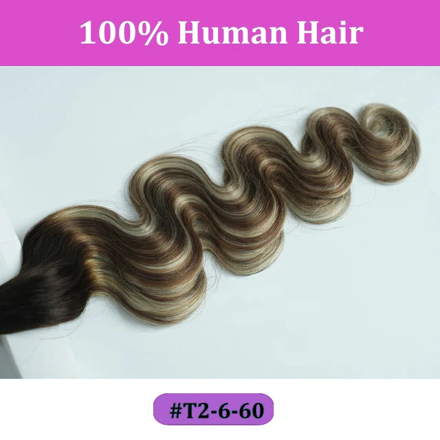 OCGK Body Wave Clip In Hair Extensions For Women Light Blonde Wavy Clip Ins Full Head Remy Human Hair 14-28Inch 10Pcs/Set