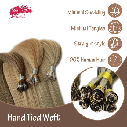 Ali Queen Hair Straight Handmade Hair 613 Bundles Human Hair Weft Unprocessed 100g Raw Virgin Hair Extension Tied Hair Weaving