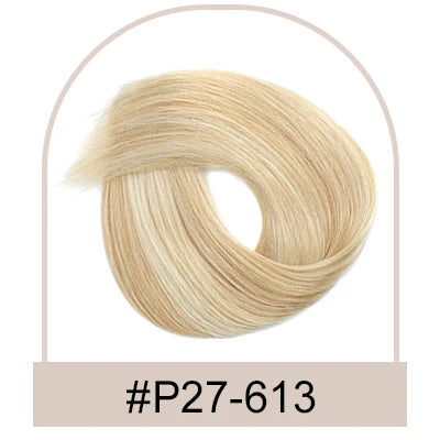 Straight Invisible Wire Hair Extension Real Human Hair Chestnut Brown to Platinum Blonde One Piece Hair Extensions Clip in Human