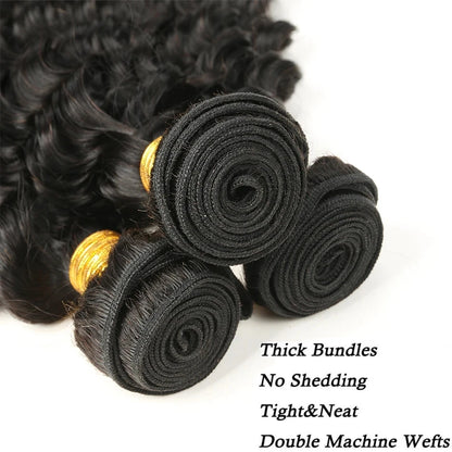 Deep Wave Bundles 100% Human Hair Bundles Peruvian Hair 32 Inch Curly Weave Bundles Soft Raw Hair Extensions Loose Deep Bundles