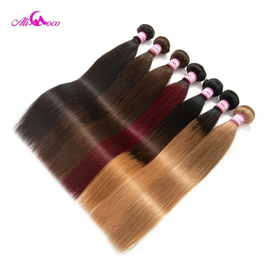 Ali Coco Brazilian Straight Hair 1/3/4 Bundles "8-30" inch  #2/#4/1b/27/ #27/1b/99j Non Remy Ombre Hair 100% Human Weave Bundles