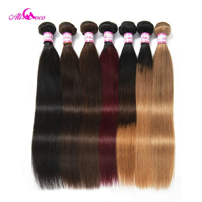 Ali Coco Brazilian Straight Hair 1/3/4 Bundles "8-30" inch  #2/#4/1b/27/ #27/1b/99j Non Remy Ombre Hair 100% Human Weave Bundles