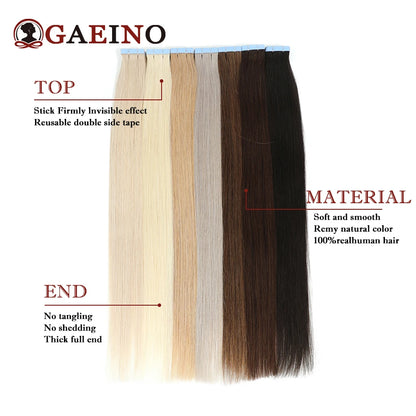 Tape In Hair Extensions Human Hair Real Natural Hair European Straight Blonde Skin Weft Adhesives Remy Hair Extension 2.0G/PC