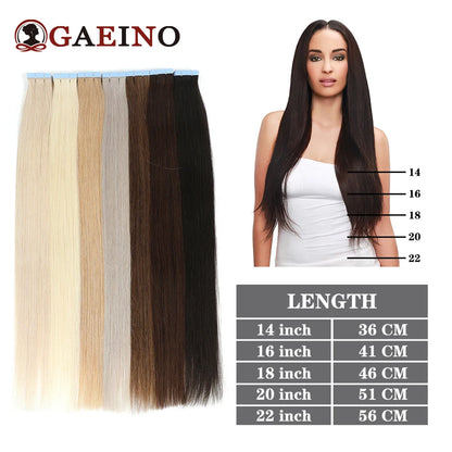 Tape In Hair Extensions Human Hair Real Natural Hair European Straight Blonde Skin Weft Adhesives Remy Hair Extension 2.0G/PC