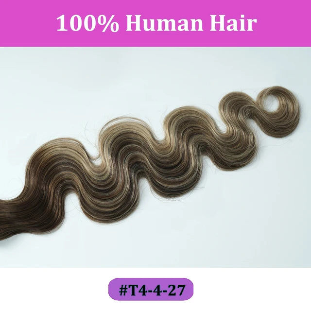 OCGK Body Wave Clip In Hair Extensions For Women Light Blonde Wavy Clip Ins Full Head Remy Human Hair 14-28Inch 10Pcs/Set