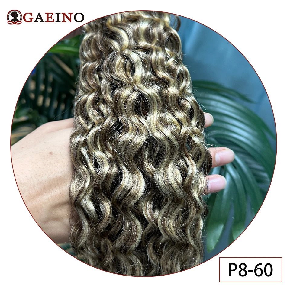 Water Wave Tape in Human Hair Extension Brazilian Hair Skin Weft Tape in Curly Human Hair 20 pcs/set Black Brown Blonde Color