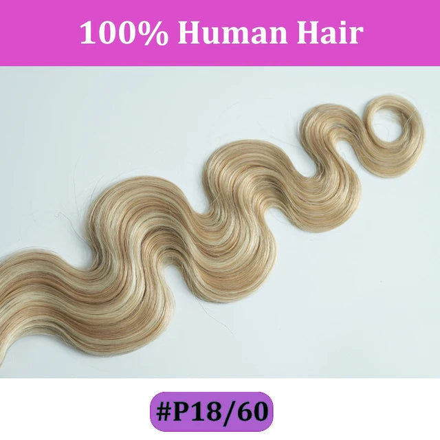 OCGK Body Wave Clip In Hair Extensions For Women Light Blonde Wavy Clip Ins Full Head Remy Human Hair 14-28Inch 10Pcs/Set