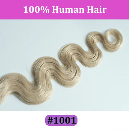 OCGK Body Wave Clip In Hair Extensions For Women Light Blonde Wavy Clip Ins Full Head Remy Human Hair 14-28Inch 10Pcs/Set