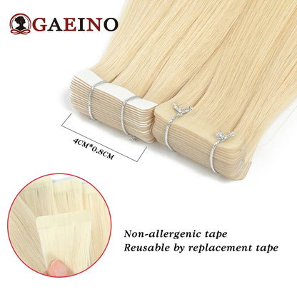 Tape In Hair Extensions Human Hair Real Natural Hair European Straight Blonde Skin Weft Adhesives Remy Hair Extension 2.0G/PC